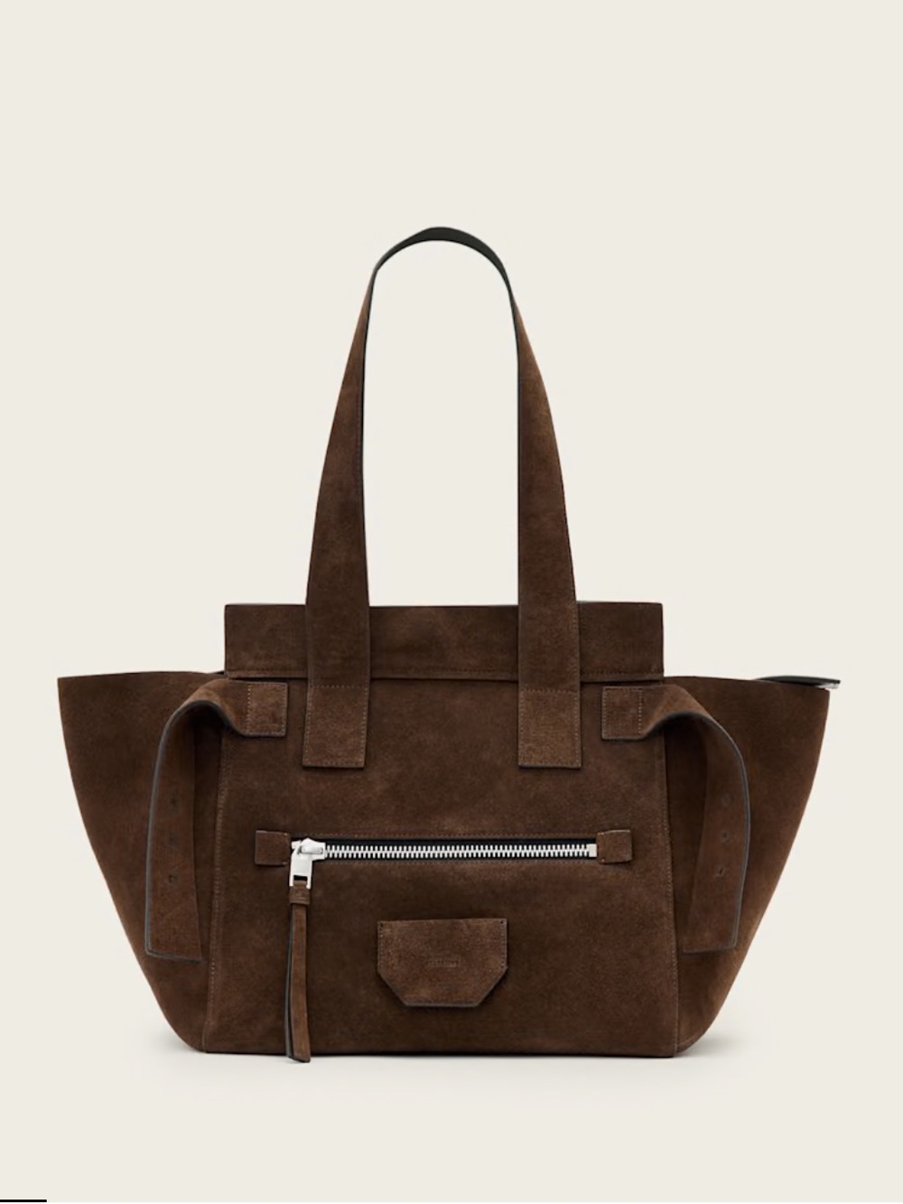 All Saints Perez Suede Shoulder Bag Brown
